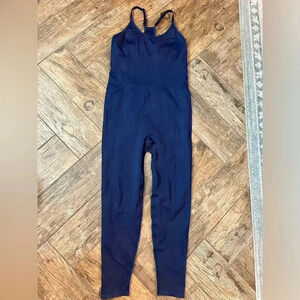 Pink Victorias Secret womens Large Blue Bodysuit Long Leg Y Strap